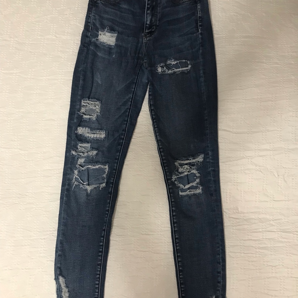 American Eagle super hi-rise jeggings distressed size 2